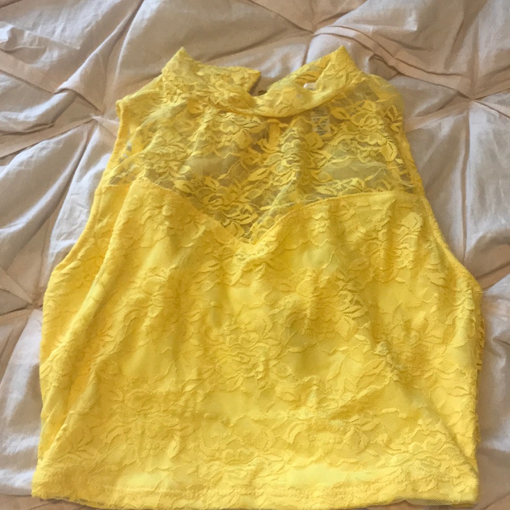 Forever21 yellow lace crop top.
